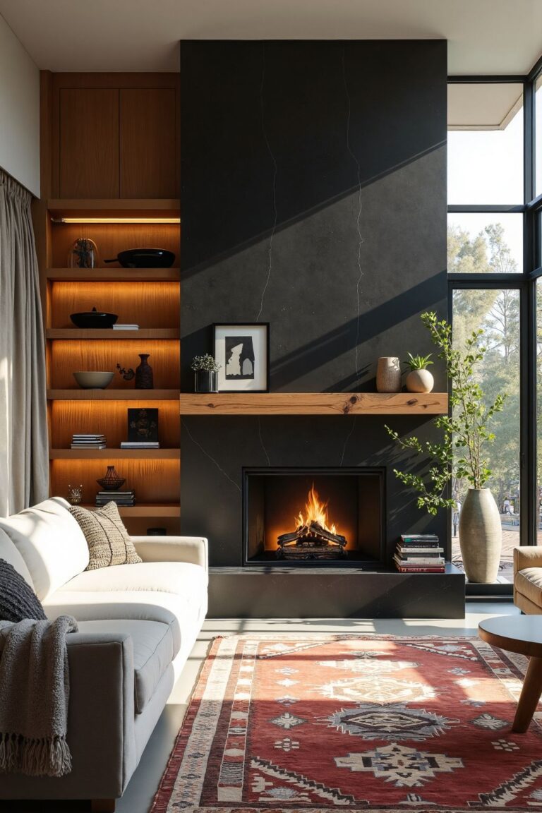Kominek w nowoczesnym salonie – trendy kominków 2025